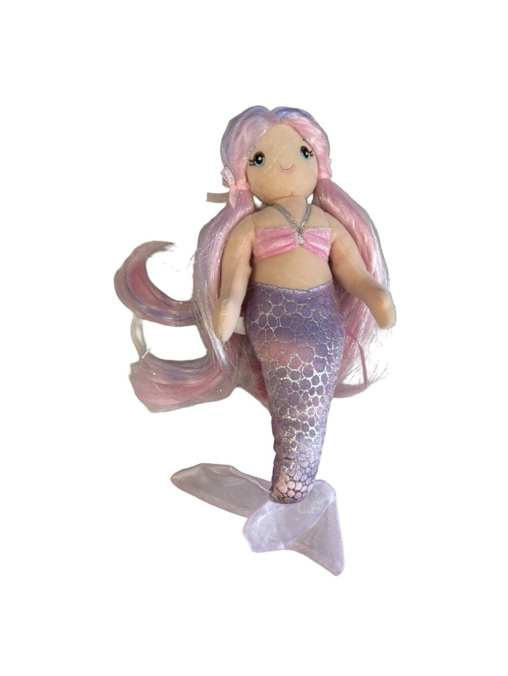 Douglas Cuddle Toys Plush Mermaid Pink 11" Stuffed Animal 2017 Fins Crown